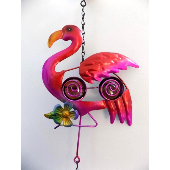 NEW Metal Flamingo Wind Chimes Figurine Philippines Home Decor Florida Souvenir - Picture 2 of 5